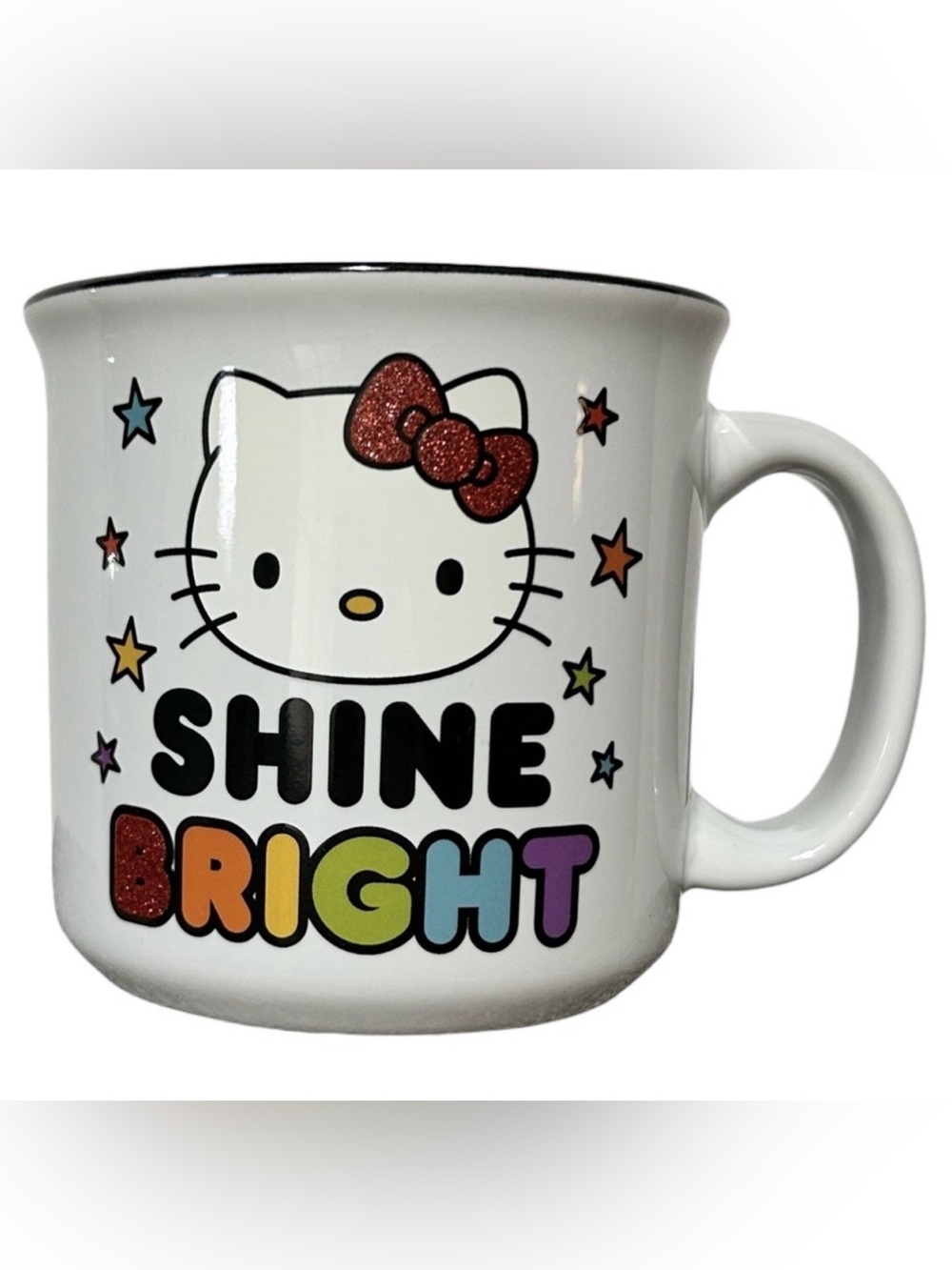 HELLO KITTY Shine Bright Ceramic Mug 20 oz Sanrio 2023 Rainbow Large Cup